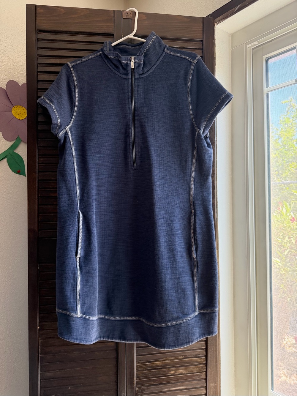 Tommy Bahama Navy Short-Sleeve Half-Zip Mini Dress